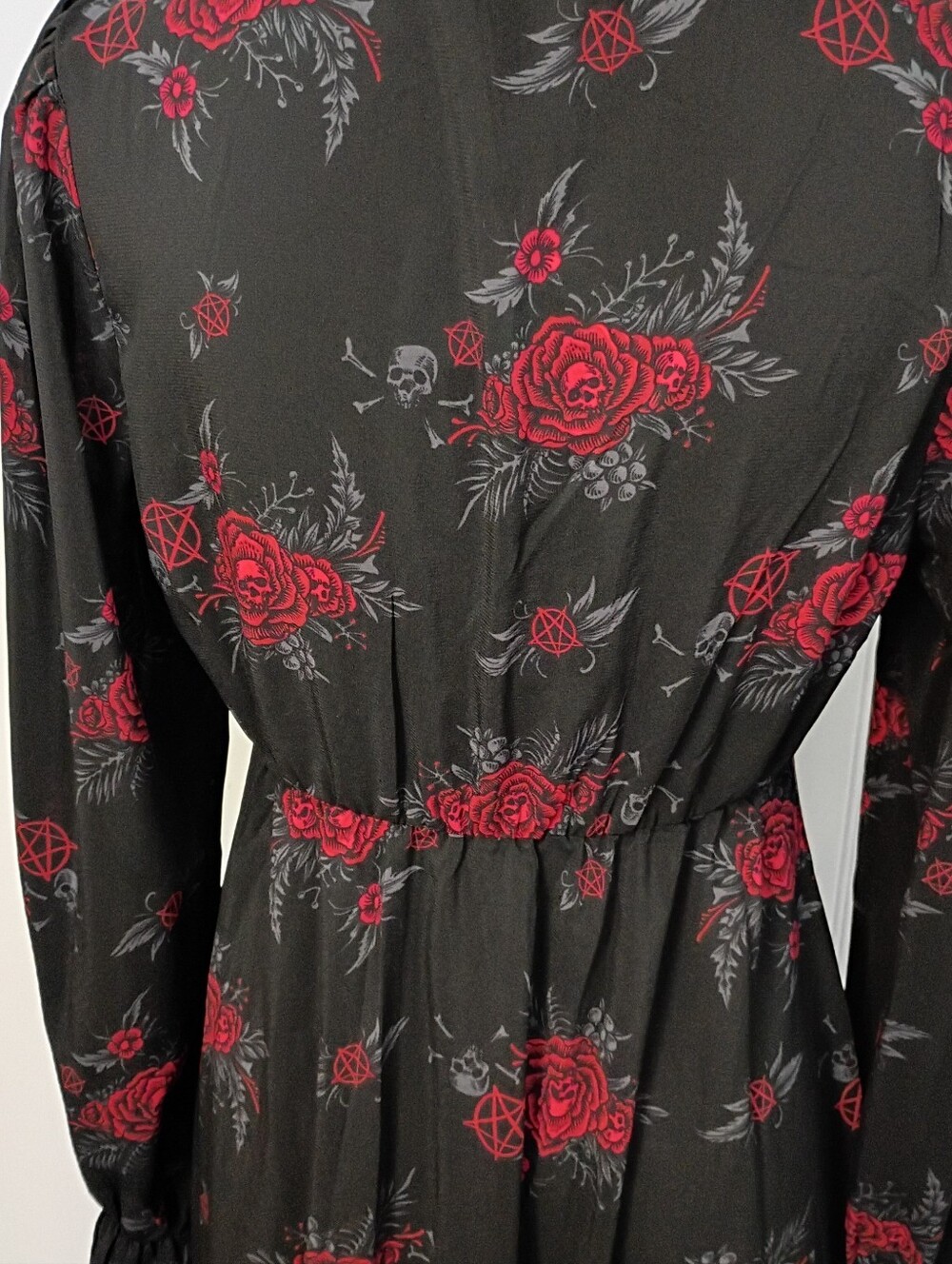 Killstar Hail Pandora Maxi Dress Black Red Skull Pentagram Goth Size Large NWT - Picture 9 of 16